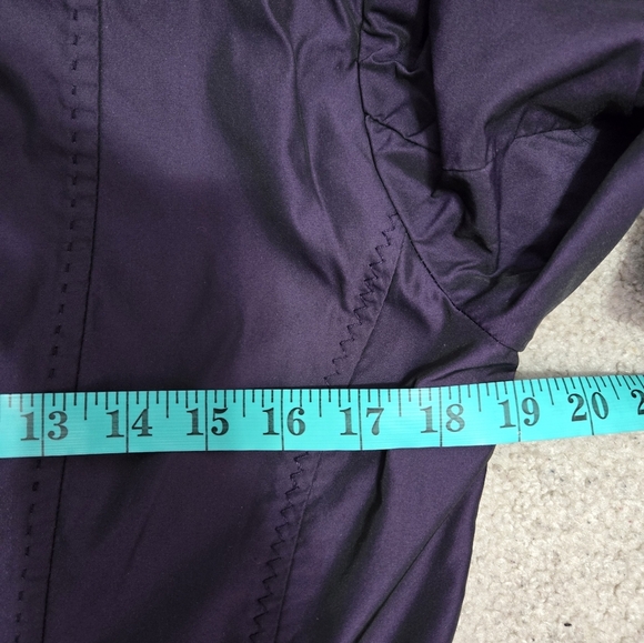 Crisca Purple Oversized Ruffle Neck Jacket. Size 8 - Picture 13 of 14